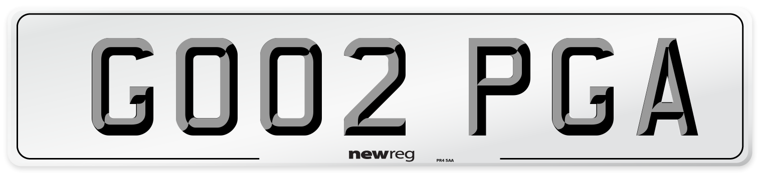GO02 PGA Number Plate from New Reg